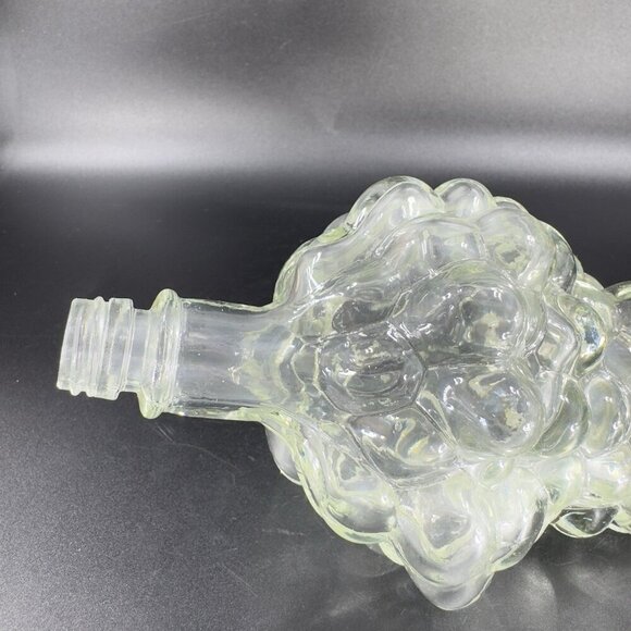 Vintage Clear Glass Grape Cluster Shaped Vanity Wine Bottle Decanter With Lid - Picture 11 of 13